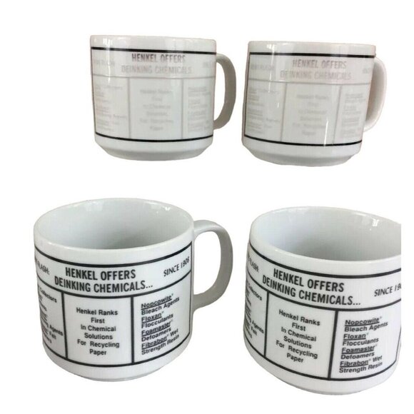 Henkel Paper Chemical Porcelain Coffee Tea Mugs Color Fades When Hot Set Of 6 - Picture 2 of 12
